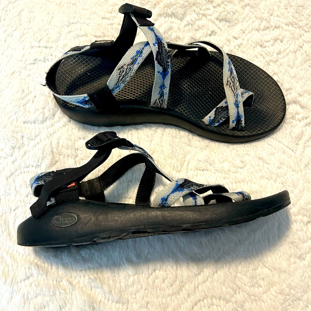 Chaco Black & Blue Strappy Sandals Hiking Waterproof Adjustable Athletic Sz 10